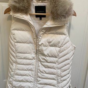 Talbot's Down Puffer Vest with Faux Fur Collar